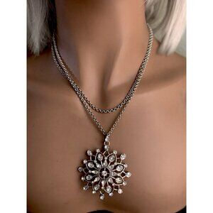 Brighton One Love Starburst Convertible Crystal Silver Necklace NWOT 16-36 Inch